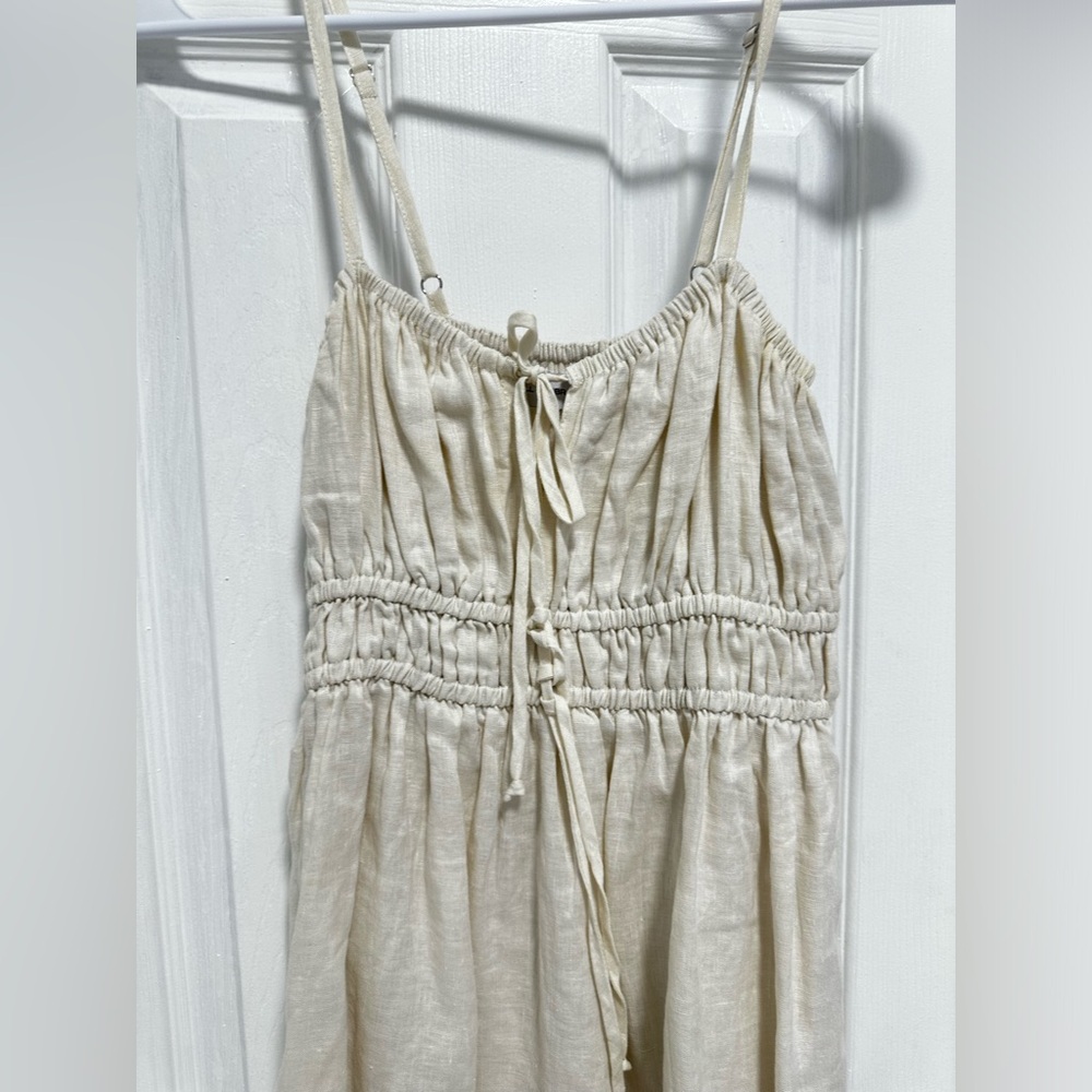FAITHFULL THE BRAND Shivka Mini Dress in Plain Egg Shell - Picture 5 of 7